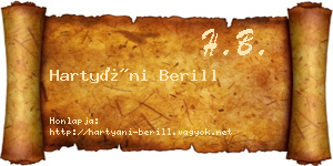 Hartyáni Berill névjegykártya